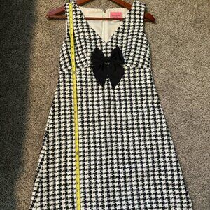 NWT Kate Spade Black and White Houndstooth Tweed Dress with Bow Size 2